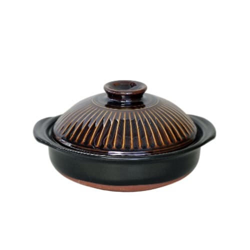 土鍋 7号 直火専用 菊花 萬古焼 日本製 飴釉