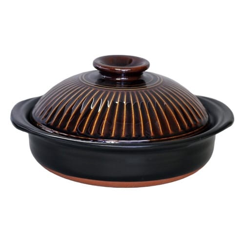 土鍋 9号 直火専用 菊花 萬古焼 日本製 飴釉