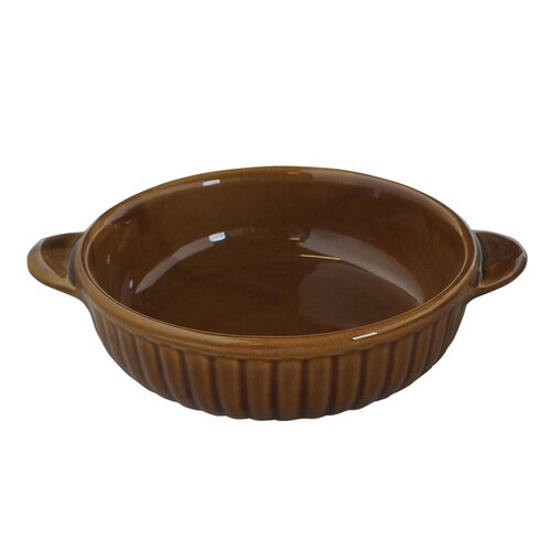 グラタン皿 一人用 丸 13cm 立筋 ブラウン