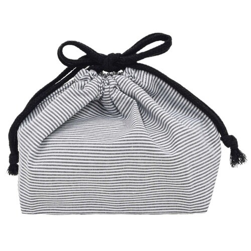 巾着 ボーダーランチ巾着 ブラック