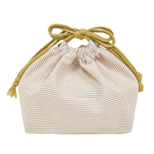 巾着 ボーダーランチ巾着 ブラウン