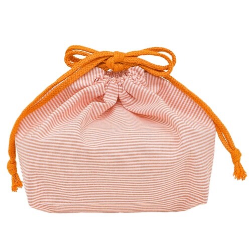 巾着 ボーダーランチ巾着 オレンジ