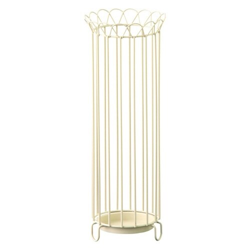 傘立て 屋内 円柱 スチール 脚付き アイボリー