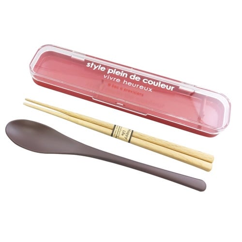 コンビセット スプーン&箸セット レッド