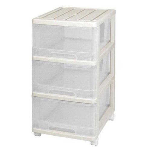 収納ケース 深型 3段 引き出し ベージュ