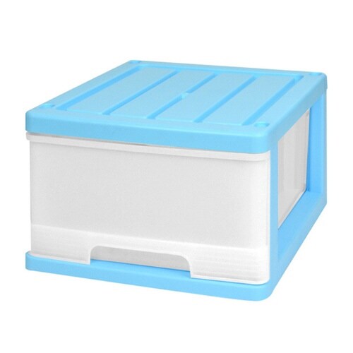収納ケース 深型 1段 引き出し ブルー