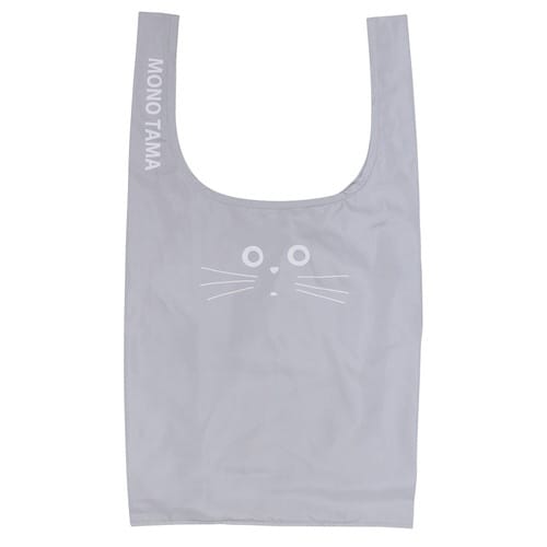 エコバッグ 巾着収納 ネコ 持ち運び グレー