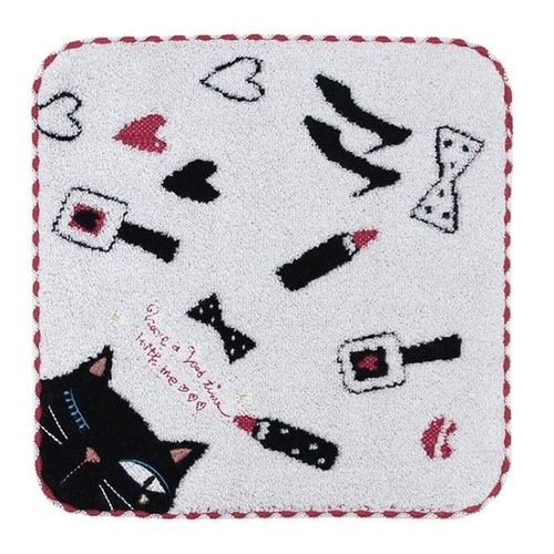 ハンカチタオル シャレ猫 タオルハンカチ クリーム
