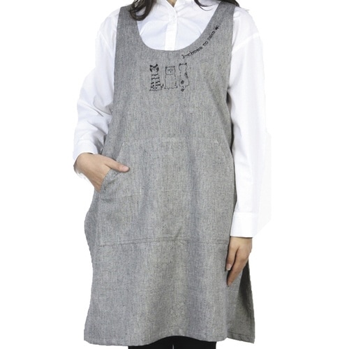 エプロン サイドリボン チュニックタイプ ブラック