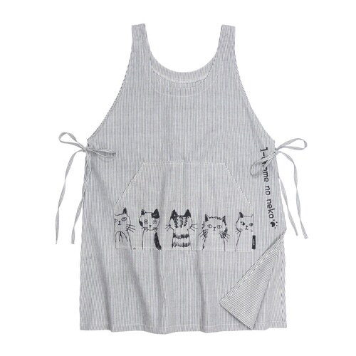 エプロン ストライプ サイドリボン ブラック