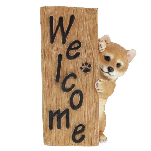 ガーデンオーナメント ウェルカム シバ 柴犬