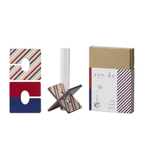 花瓶 フラワー立て レッド×ブルー×ホワイト