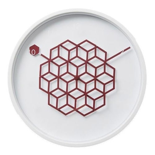 掛け時計 27cm タングルクロック ハニーレッド