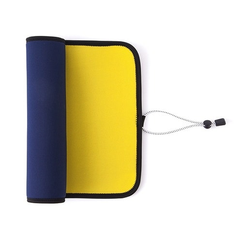 座布団 クッション 折りたたみ ネイビーイエロー