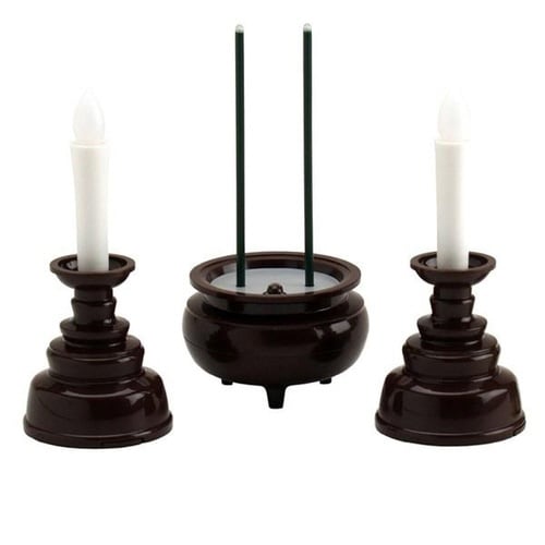 安心のろうそく・お線香セット 3点 ダークブラウン