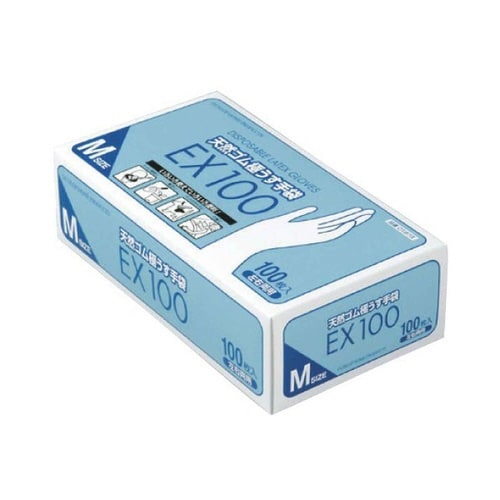 ゴム手袋 薄手 M 100枚入り 天然ゴム手袋