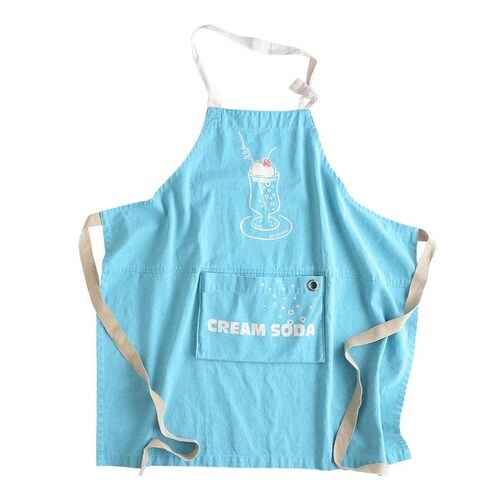 エプロン 綿100% ポケット付き ライトブルー