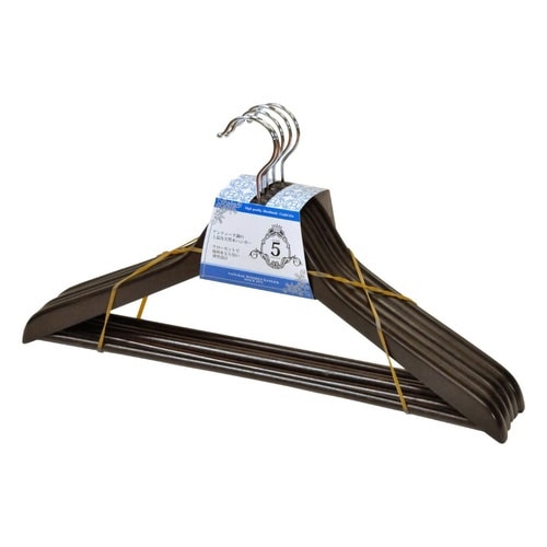 木製ハンガー アンティークブラウン 5本組