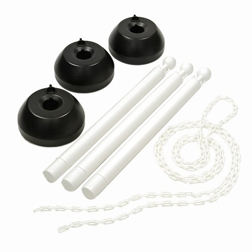 駐車場スタンド チェーン付き 3本入り ホワイト