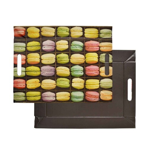 トレー 45×35cm マカロン×ダークブラウン