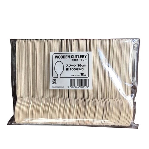 使い捨て スプーン 木製 100本入 16cm