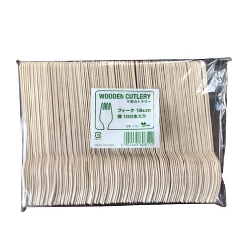 使い捨て フォーク 木製 100本入 16cm