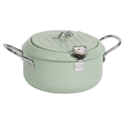 天ぷら鍋 20cm IH対応 鉄製 ミントグリーン