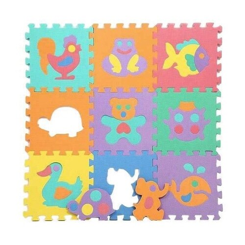 パズルマット ジョイントマット 動物 9枚入り