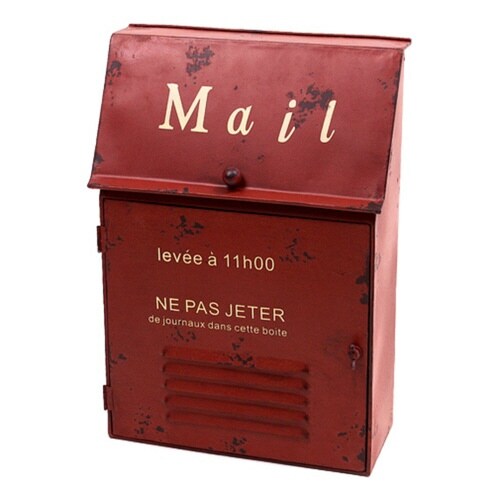 郵便ポスト メタルスリムポスト 壁掛 レッド