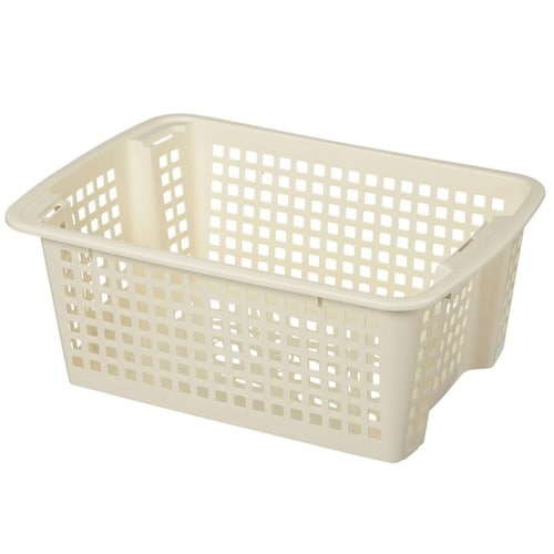 バスケット 浅型 積み重ね 収納ケース アイボリー