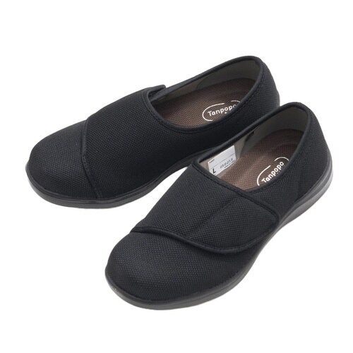 介護シューズ かるっふわっウォークラメ ブラックM