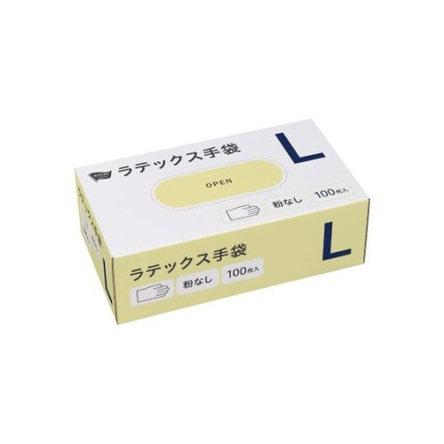 ラテックス手袋 粉無 Lサイズ 100枚