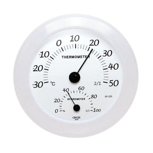 温湿度計 日本製 スケルトン ホワイト