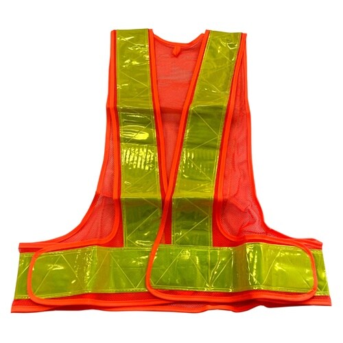反射安全ベスト オレンジ×イエロー フリ
