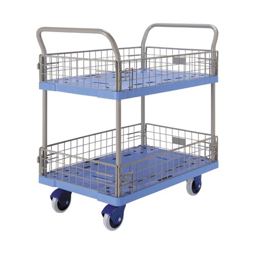 大型静音樹脂台車 (両ハンドル2段)立ち