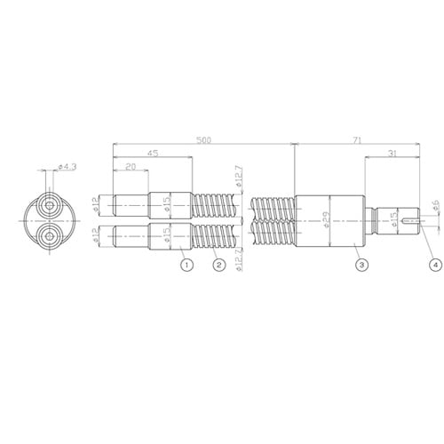 2分岐ライトガイド 500mm φ6 F