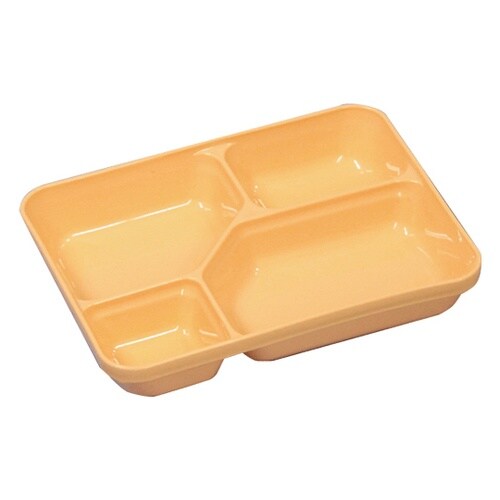 4ツ仕切り副食容器 本体 蓋セット オレ