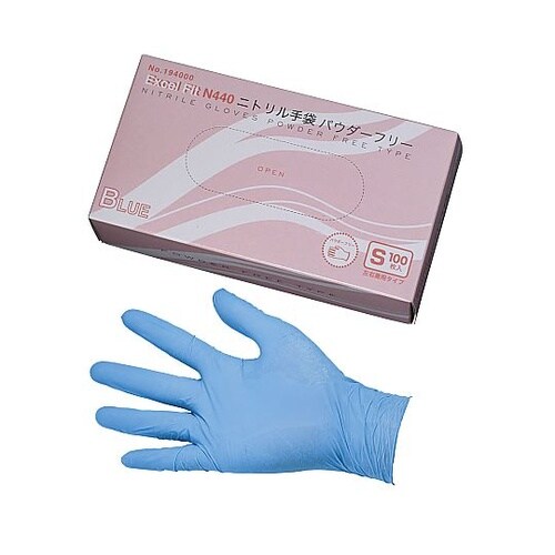 ニトリル手袋 N440ブルー(粉なし)S