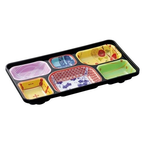 旬彩副食容器 大(6つ仕切)本体(クロ)
