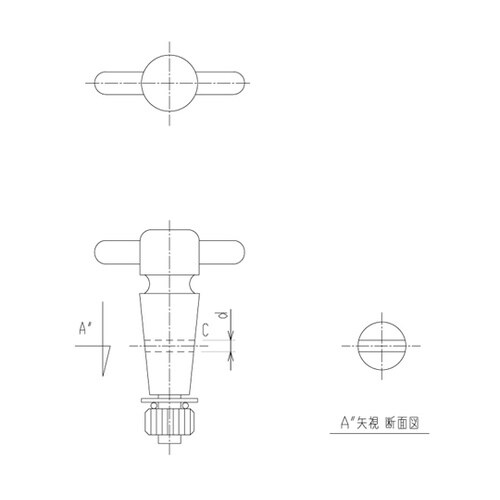 2104−40 PTFE二方コック 閉止