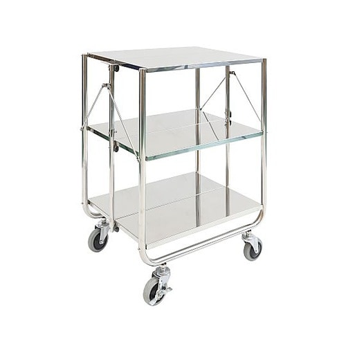 ステンレス 折りたたみ収納ワゴン 3段