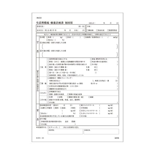 生活習慣病療養計画書 初回用 A4 12