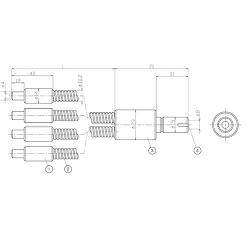 4分岐ライトガイド 1500mm φ8