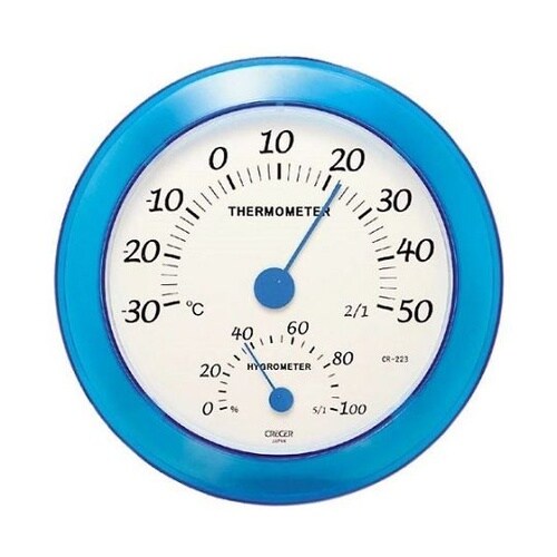 温湿度計 日本製 スケルトン ブルー C