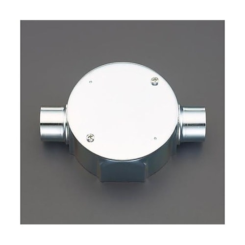 C19 丸形露出ボックス(直線2方出/薄