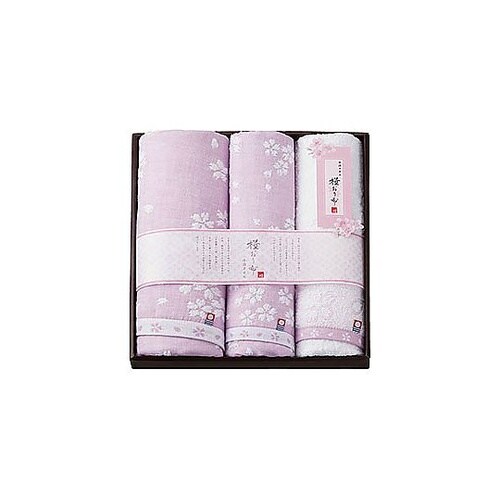 桜おり布 バスタオル&フェイスタオル2P