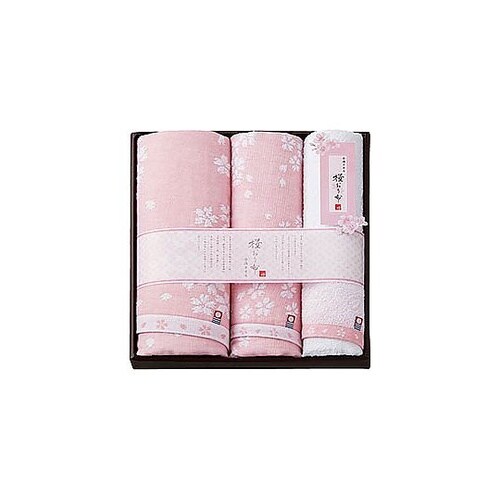 桜おり布 バスタオル&フェイスタオル2P