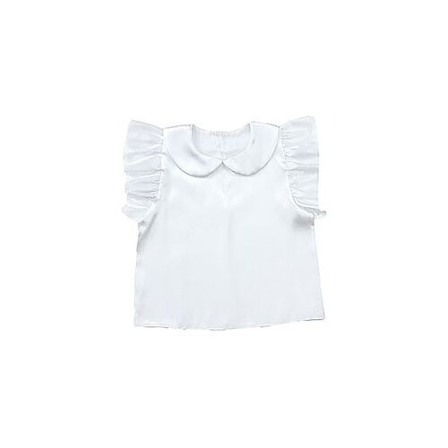 ソフトサテン 丸襟付フリフリシャツ ホワ