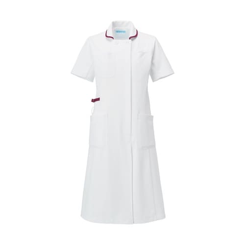 ワンピース半袖 ホワイト×プラム L 9