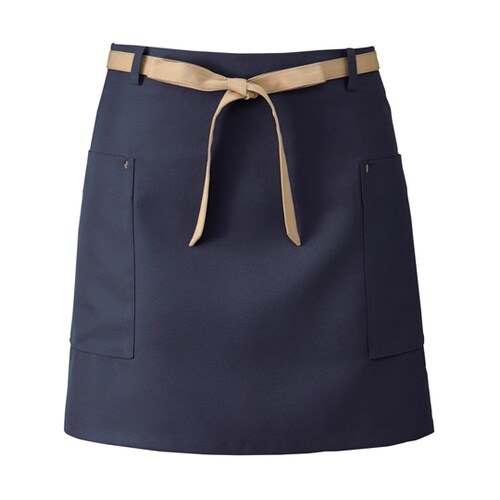 サロンエプロン ネイビー×ベージュ フリ